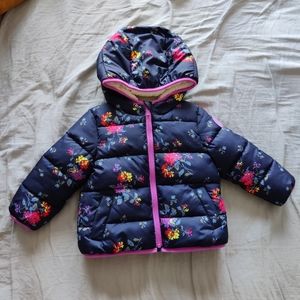 Gap BabyGap Coldcontrol Max puffer in Navy Floral, size 2 toddler